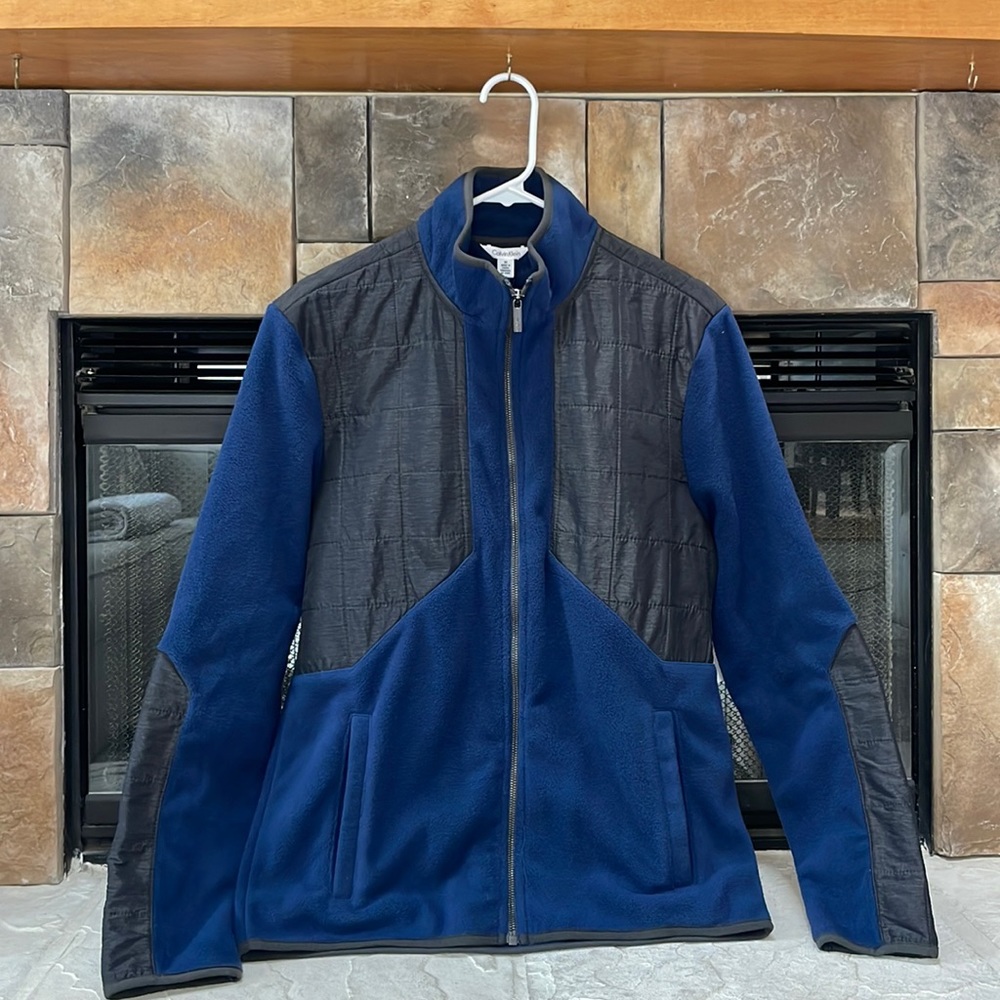 CALVIN KLEIN MENS NAVY/CHARCOAL FULL ZIPPER JACKET